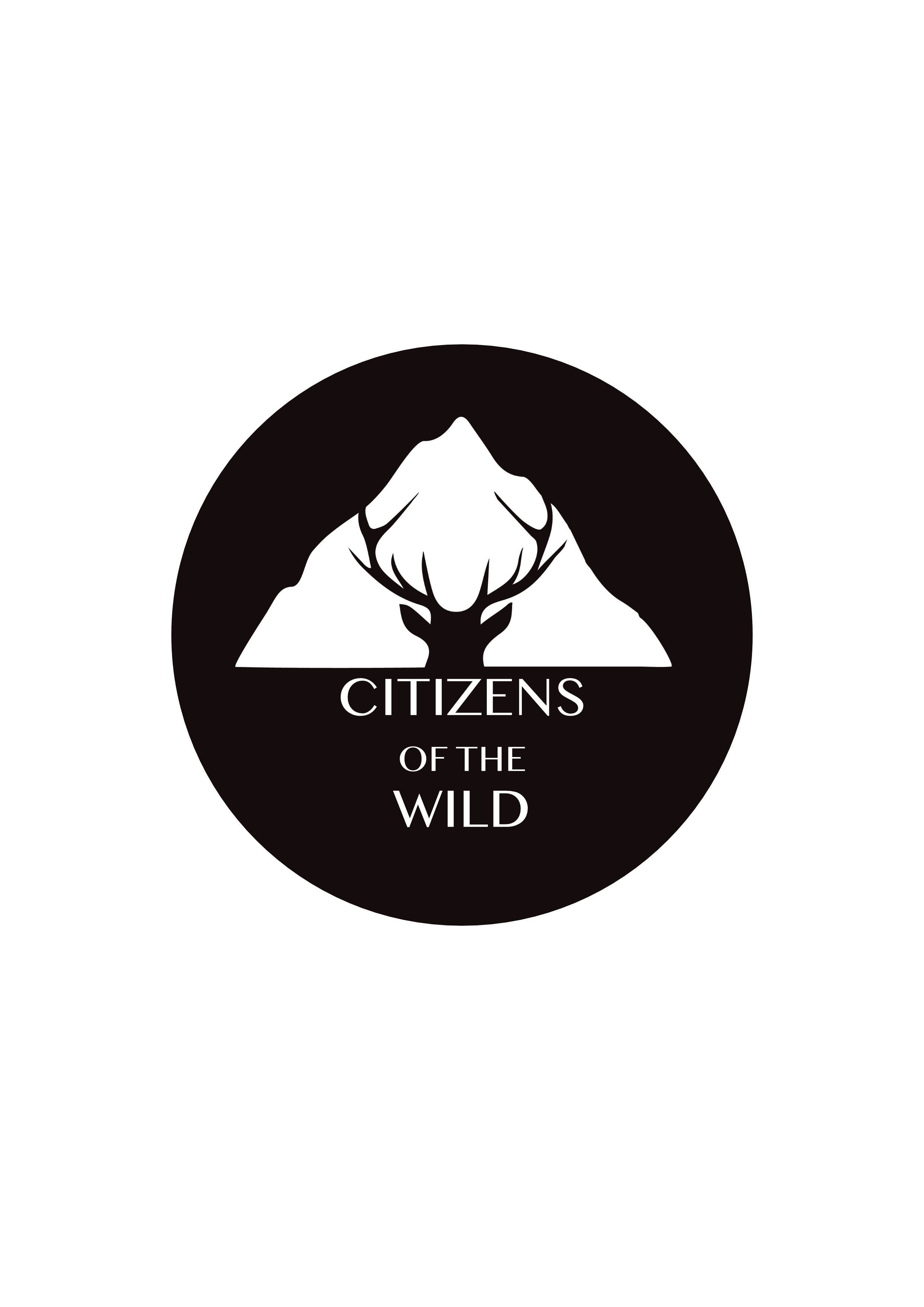 Original Citizens of the Wild logo: black circle with white mountain, stag and lettering